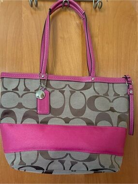 Coach Signature Stripe Tote Bag: Coach tag, coach bag/duster, everything! NWOT